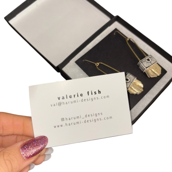 Bespoke Gold and Silver Geometric Earrings - Picture 2 of 4